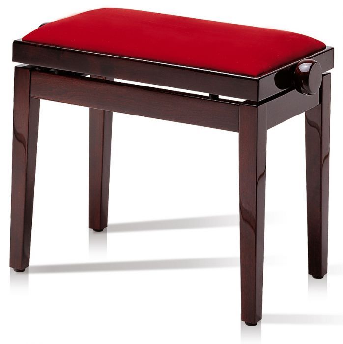 Фото Банкетка Hidrau BG27 Mahogany Gloss 3 (TC5), полированное красное дерево, сидение красный бархат