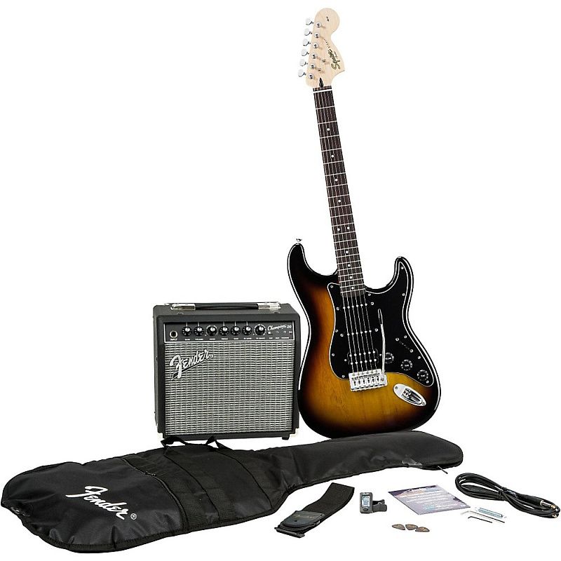Фото FENDER SQUIER AFFINITY SERIES STRAT SUNBURST набор: электрогитара