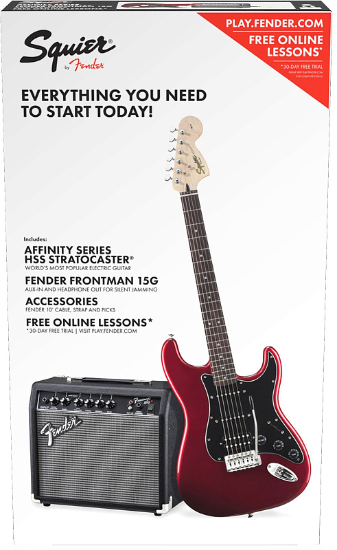 Фото Squier Affinity Series™ Stratocaster® HSS Pack, Laurel Fingerboard, Candy Apple Red, Gig Bag, 15G - 230V EU