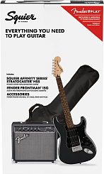 Комплект с электрогитарой FENDER SQUIER Affinity 2021 Stratocaster HSS Pack LRL Charcoal Frost Metallic